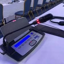 Bosch conference discussion unit with microphone on a delegate table